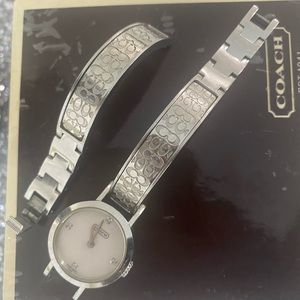 Silver coach watch, with diamond accent